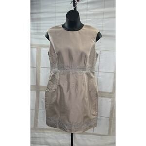 HOBBS London Champagne Lace Accent Sleeveless Pencil Classic Formal Dress NWT 14